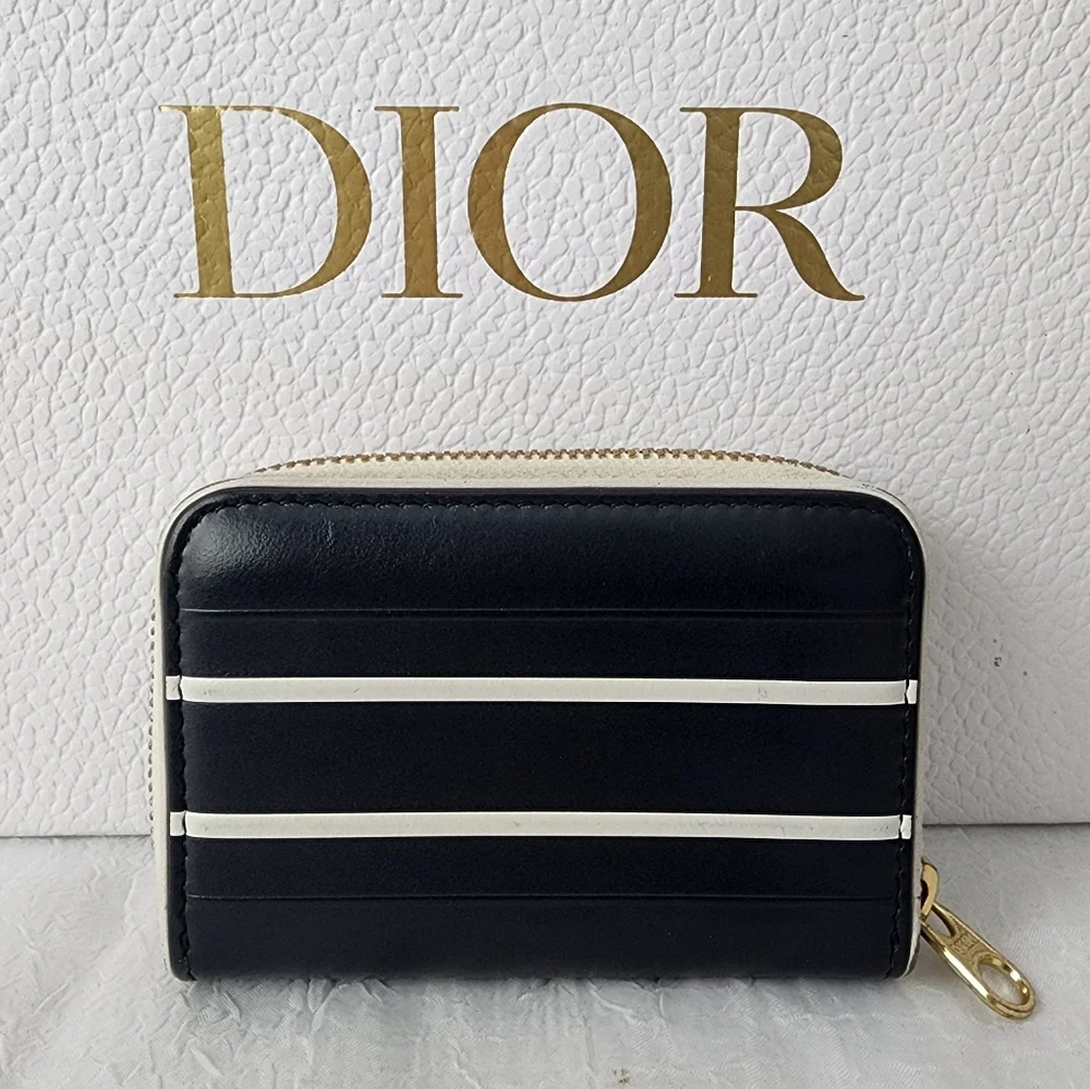 Auth Christian Dior Calfsin Vibe Voyageur Card Holder Wallet